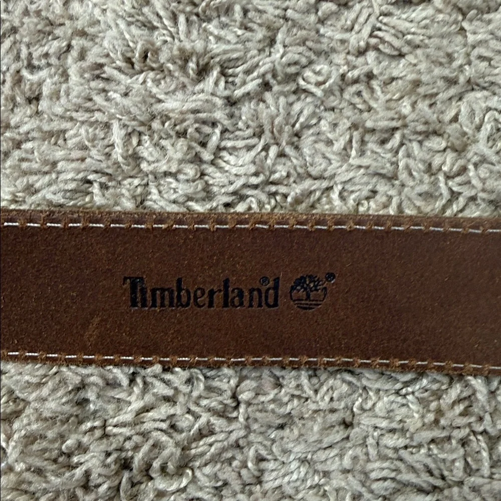 Timberland Men's Brown Leather Belt with Silver Buckle Size 34
